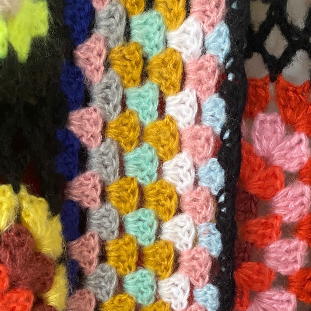 Multicolor Crochet Style Patch Long Cardigan Swea… - image 3